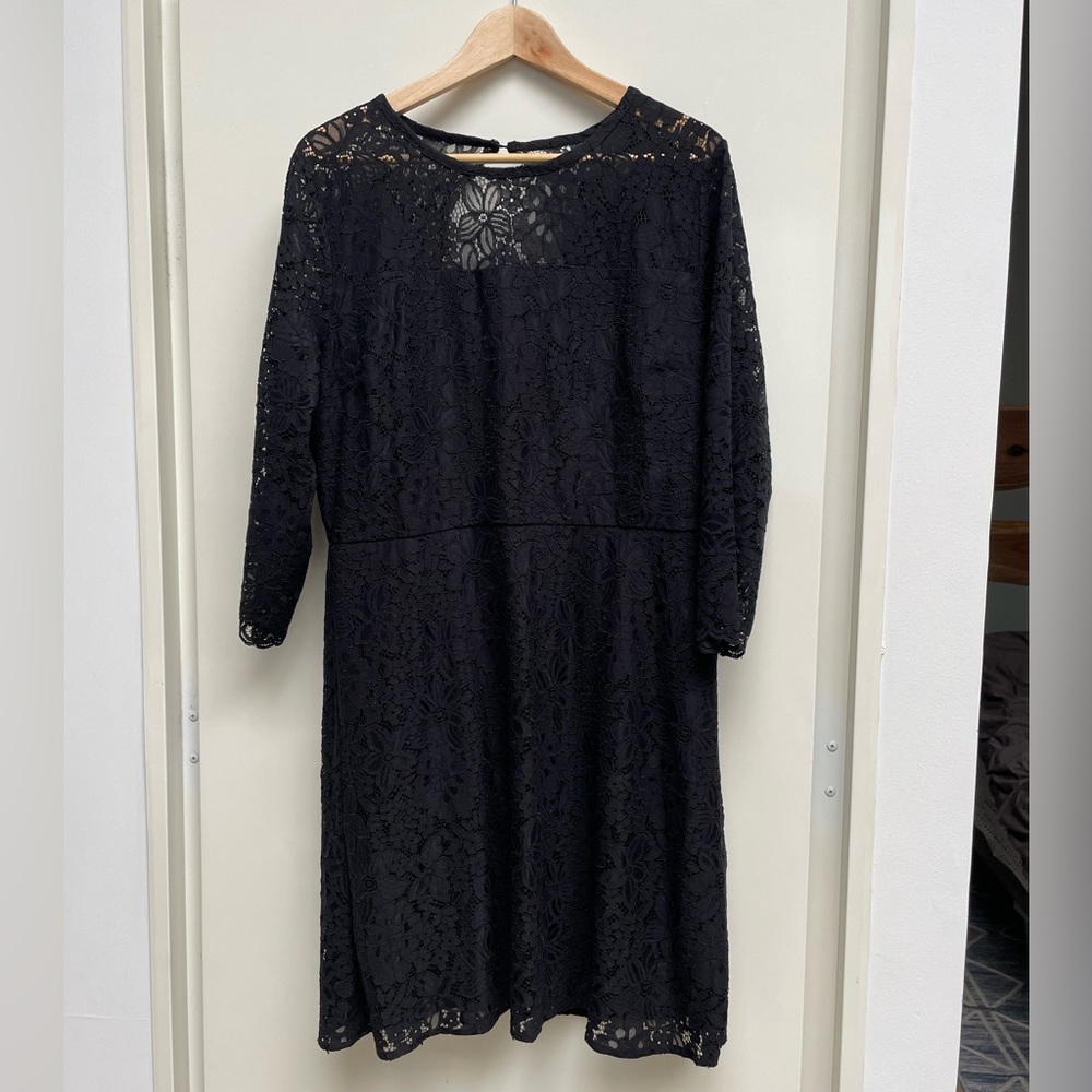 Loft 12 black lace dress new with tag, 3/4 sleeve, lined